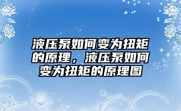 液压泵如何变为扭矩的原理，液压泵如何变为扭矩的原理图